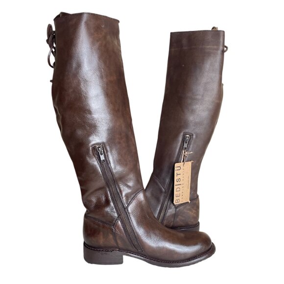 BED STU Manchester Distressed Teak Riding Boots Size 8 - Picture 1 of 16